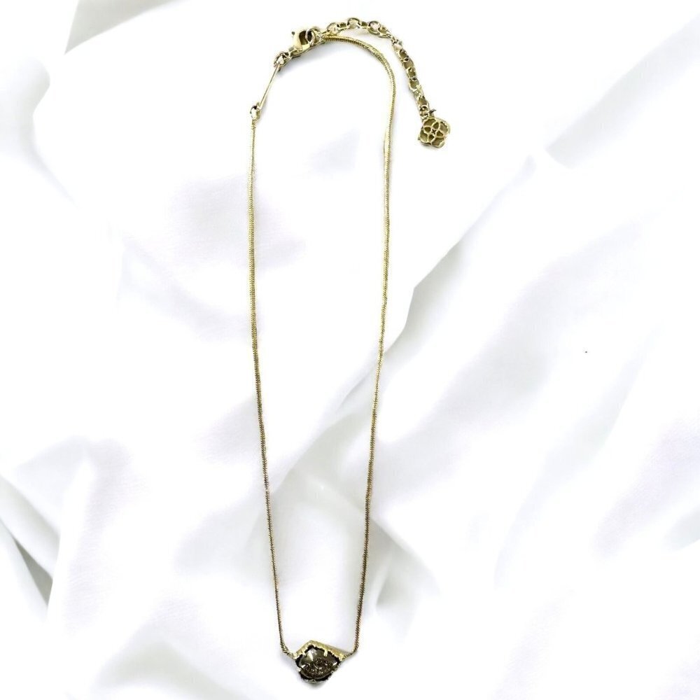 Kendra Scott Silvery Gray Drusy Stone Pendant Necklace